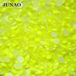 JUNAO SS6 8 10 12 16 20 30 Neon Yellow Glass Rhinestones Flat Back Round Crystal Stones Non Hotfix Diamond Sticker Strass Crafts
