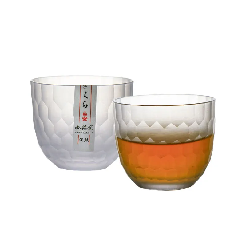 Japanese Style Honeycomb Pattern Crystal Whiskey Cup Limited Edition Collection Level Small Sake Wine Glass Kung Fu Tea Tumbler