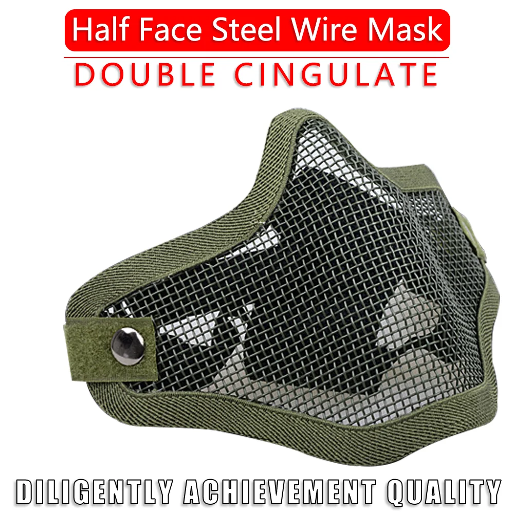 Tactical Hunting Airsoft Paintball Protection Metal Steel Net Mesh Half Cover Military  Halloween Party Half Face Mask