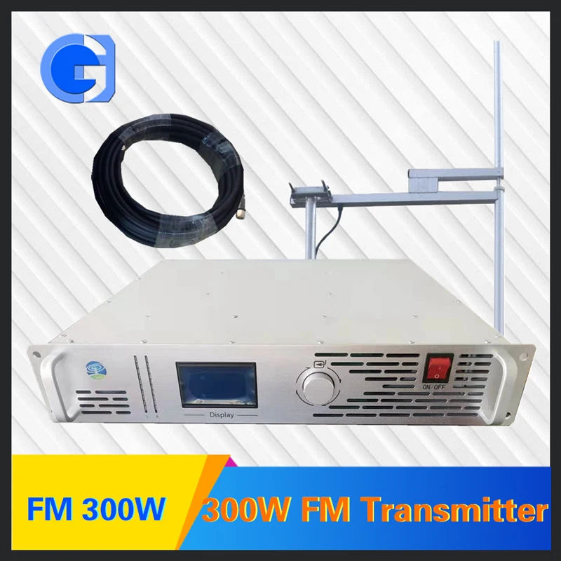 300W FM transmitter broadcast  for Radio Station +20 Meters  Feeder+Single Dipoe Antenna GD-FM-300W-ALL