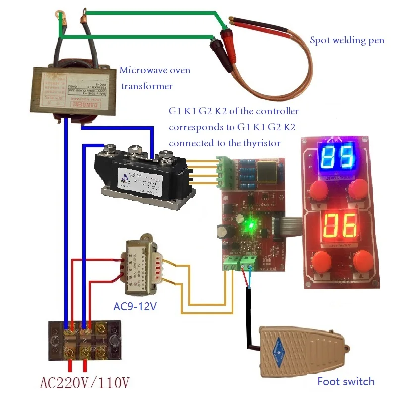 NY-D07 Pneumatic spot welder transformer controller control board can be connected to solenoid valve with linkage welding