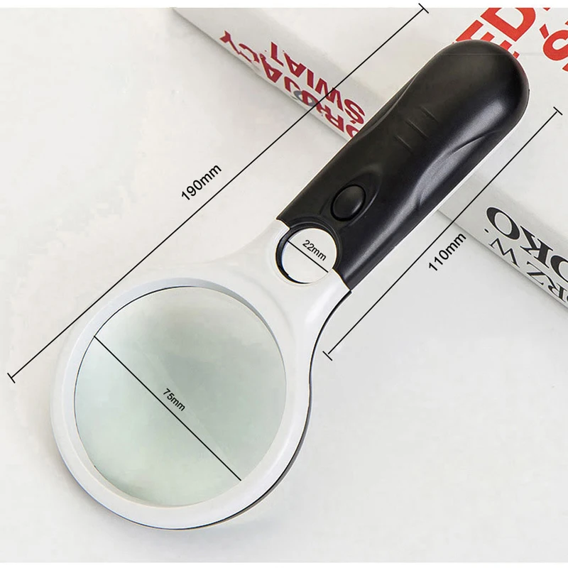 3X 45X Portable Handheld Magnifying Glass Illuminated Magnifier Microscope With 3 LED Lights for for Reading Jewelry Repair Tool