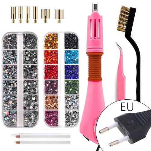 Applicateur de correctif, outils d'embellissement de poseur de Hot Fix avec 7 conseils de tailles différentes[rouge]Décorations florales