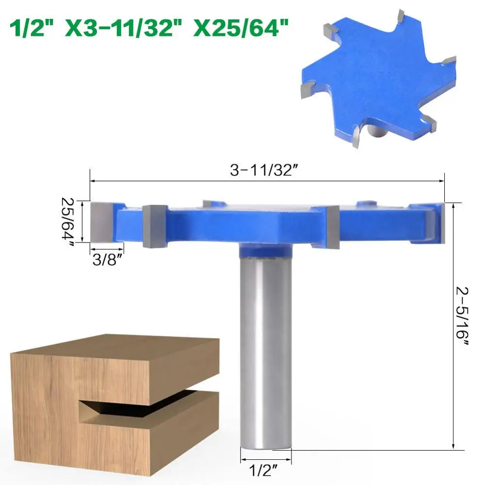 Cortador de entalho tipo T, Ferramenta para madeira, Bits router para madeira, Classe Industrial, Fresa, 1Pc, 2 \