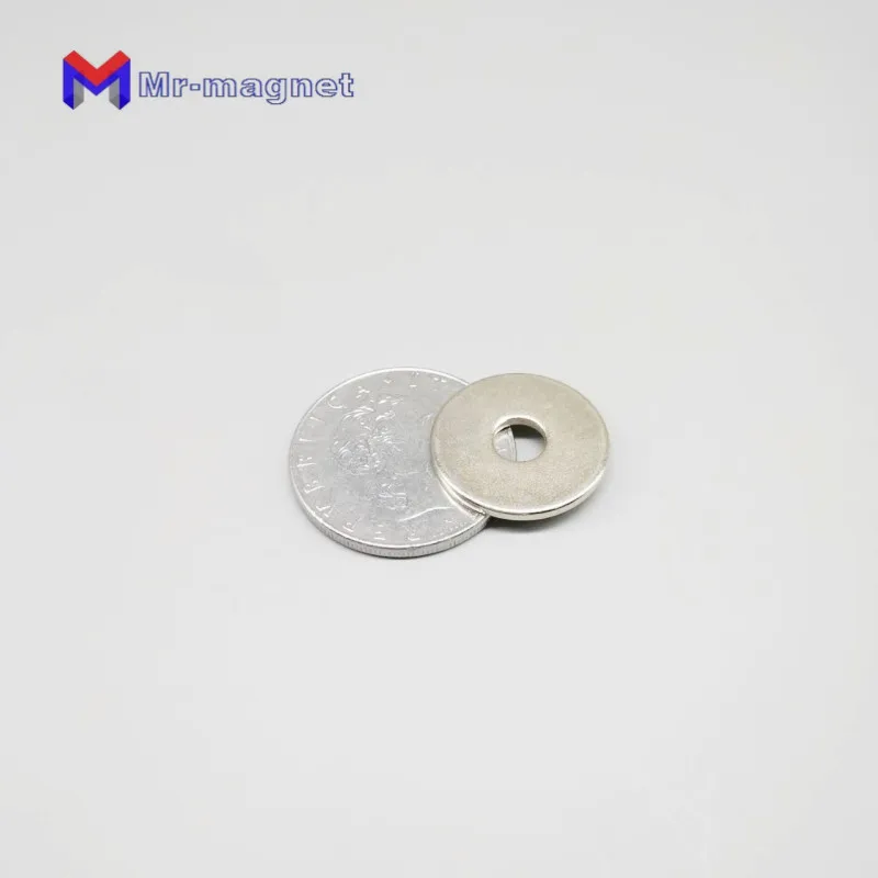 

50Pcs N35 Neodymium Magnets 20x1.5mm with Hole 5mm 20x1.5-5mm Rare Earth Neodymium Super Strong magnet NDFeB high performance