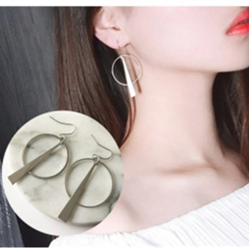 Korean Temperament Simple Personality Geometric Circle Long Tassel Earrings Women Jewelry Oorbellen