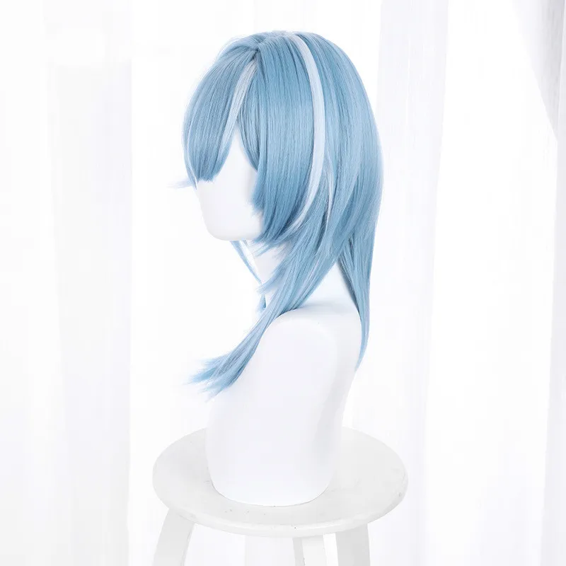 Anime Game Genshin Impact Eula Cosplay Wig Women Girls Blue Heat Resistant Synthetic Hair Halloween Role Play Wigs 38cm C44M135