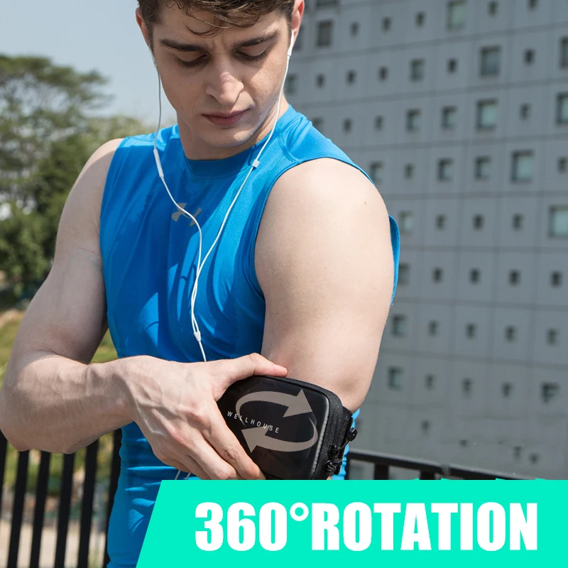 360 Rotating Running Arm Bag Detachable Phone Case Sports Arm Pouch Gym Fitness Cellphone Holder Sweat Proof