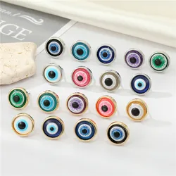 Colored Shiny Evil Eye Stud Earrings For Women's Gift New Simple Round Turkish Blue Eye Pierced Earring Perty Wedding Jewelry