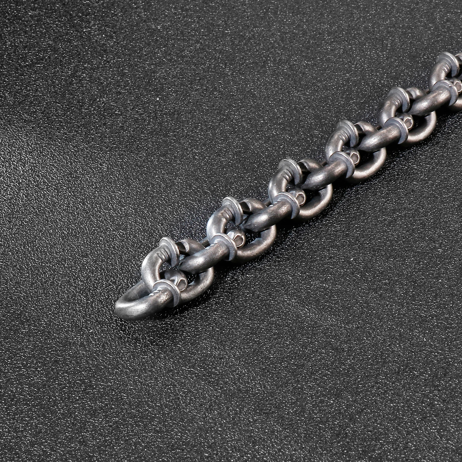 HaoYi Vintage Stainless Steel Link Chain Bracelet For Men Fashion Oxidized Black Punk Cuff Jewelry Gift