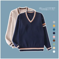 JK Sweater Spot Japanese College Embroidery V-neck Long Sleeve For Men And Women Students School Uniform Sweater Knitting Jacket