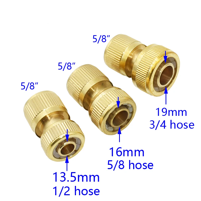 3/8 1/2 3/4 Cal wąż mosiężny szybkie złącze 8/11 16mm 20mm 25mm miedzi Waterstop złącze ogród woda z węża pistolet armatura 1 sztuk