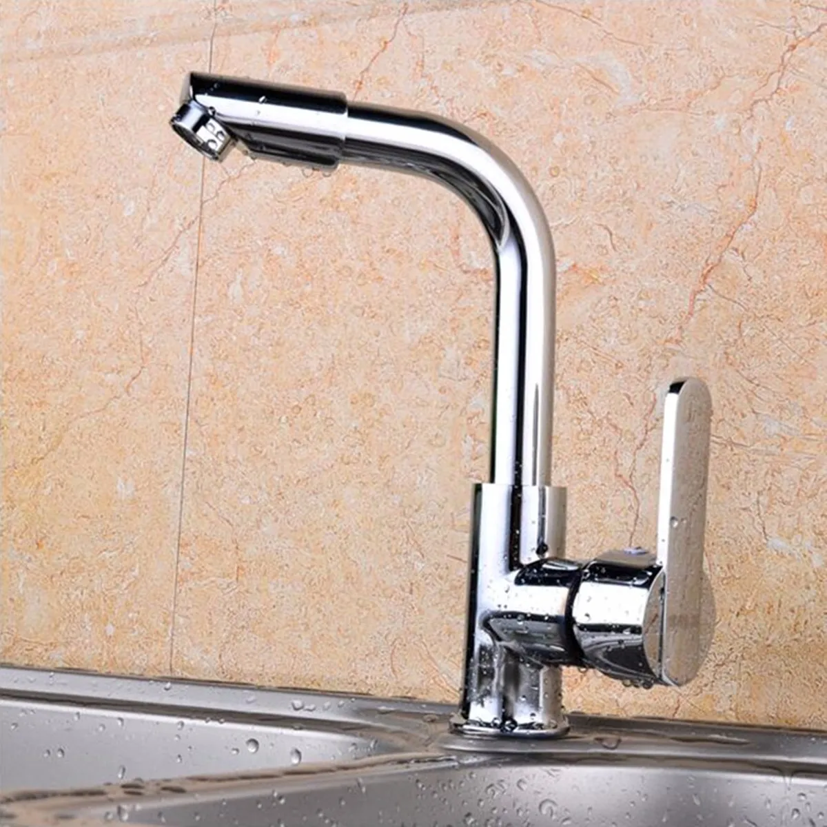 Xueqin 1 PC chrome-plated kitchen faucet single hole swivel handle kitchen and toilet washbasin