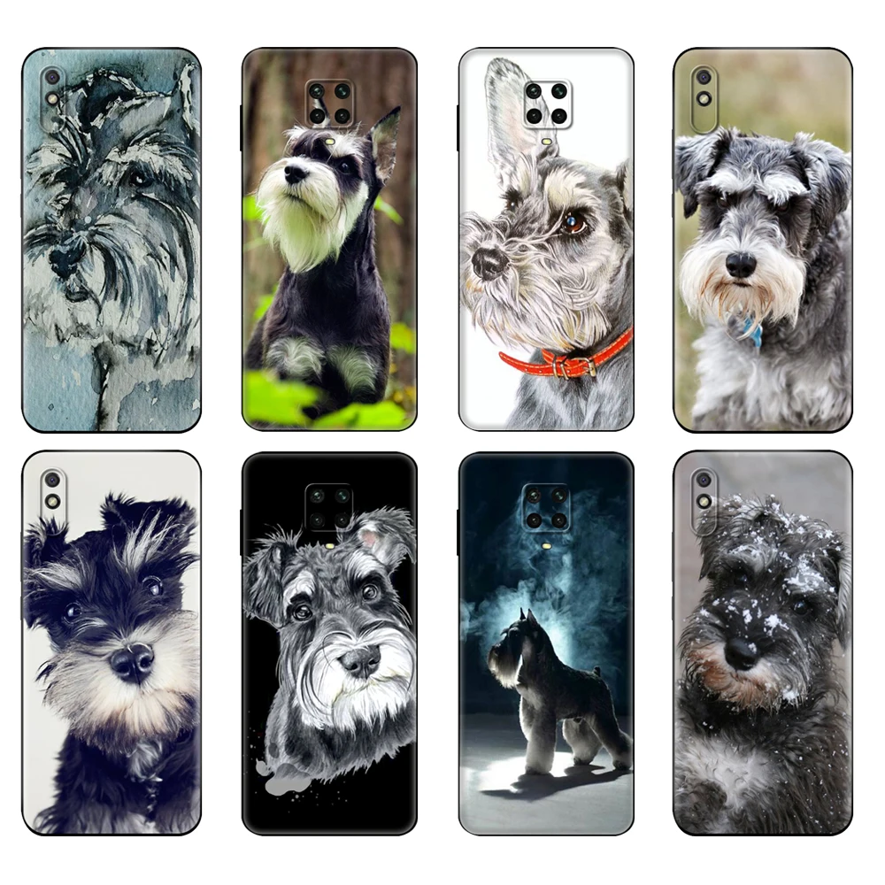 Black tpu Case For Xiaomi Redmi 7A 8 8A 9 9A 9C Case Redmi Note 8T 8 Pro T Note 9 9S 9 Pro Case Miniature Schnauzer dog art