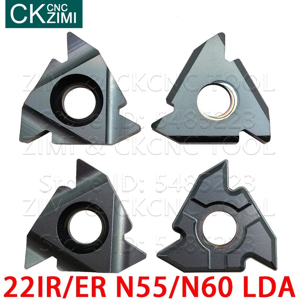22IR N55 LDA 22IR N60 LDA 22ER N60 LDA, إدراج كربيد CNC أدوات تحول الخيط الخارجي الداخلي للصلب المقاوم للصدأ والصلب