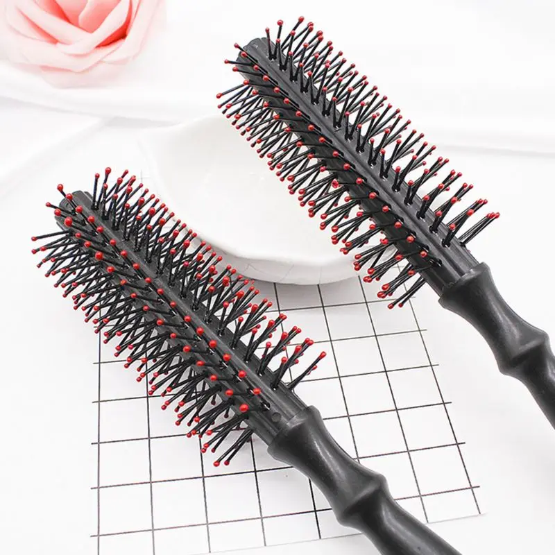 1 шт. для женщин девочек пластикового рулона круглый вьющиеся волосы расческой цилиндр химическому воздействию) Круглый парикмахерские массажер щетка салон красоты Стиль Лидер продаж