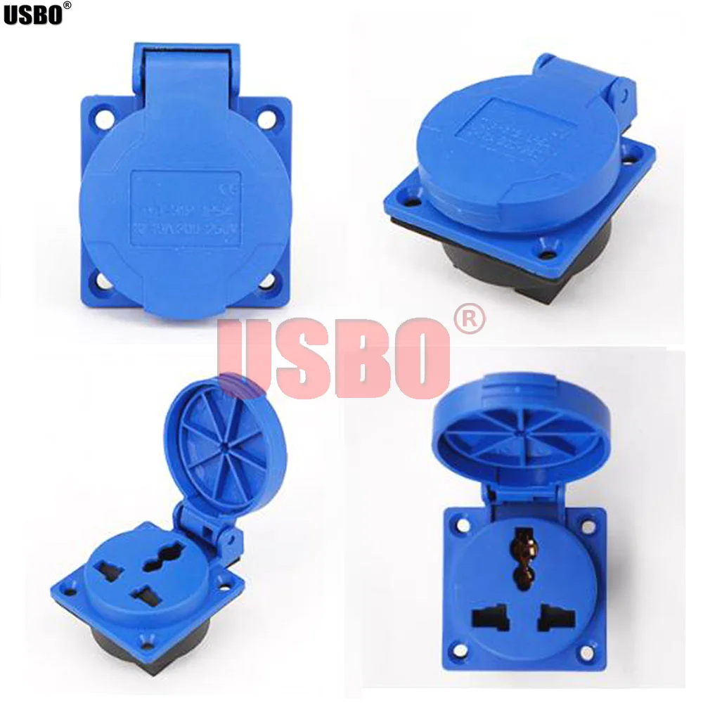 Blue IP54 round cover outdoor waterproof socket universal AC Power Socket Dustproof Waterproof Multifunction Industrial outlet