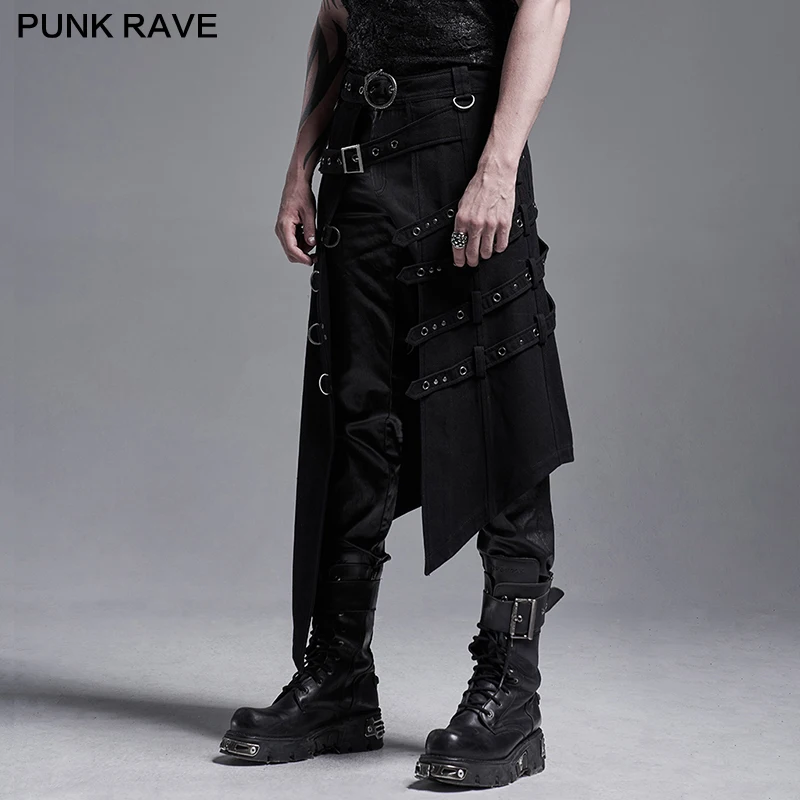 Gonna asimmetrica da uomo Punk Rave Fashion Party Skirt WQ490