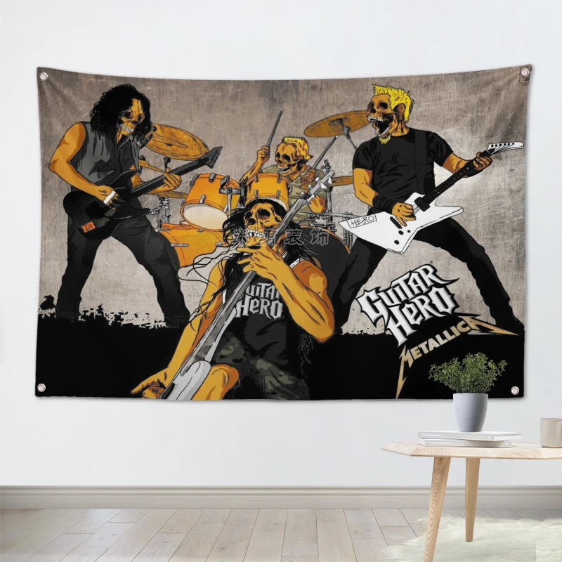 

Rock Metal Music Posters Hanging Cloth Stickers Band Logo High Quality Flag Banner Wall Chart Wall Art Bar Cafe Home Decoration