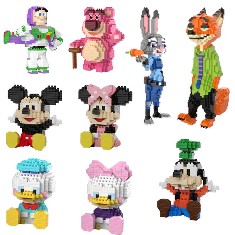 Toy Story Buzz Lightyear Mini Building Blocks Losto Zootopia Nick Juddy Mickey Mouse Micro Bricks Figures Toys For Kids Gift