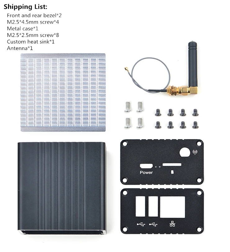 With Antenna And Custom Heat Sink NanoPi NEO Plus2 All-Metal Aluminum Housing