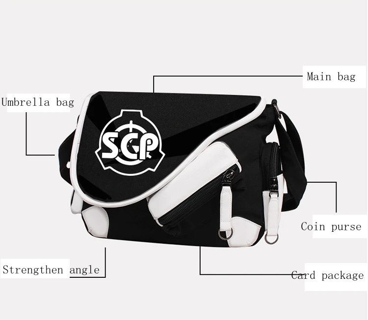 Scp periférico, saco do mensageiro de harajuku, cor da forma correspondente, mochila de animação mochila de grande capacidade