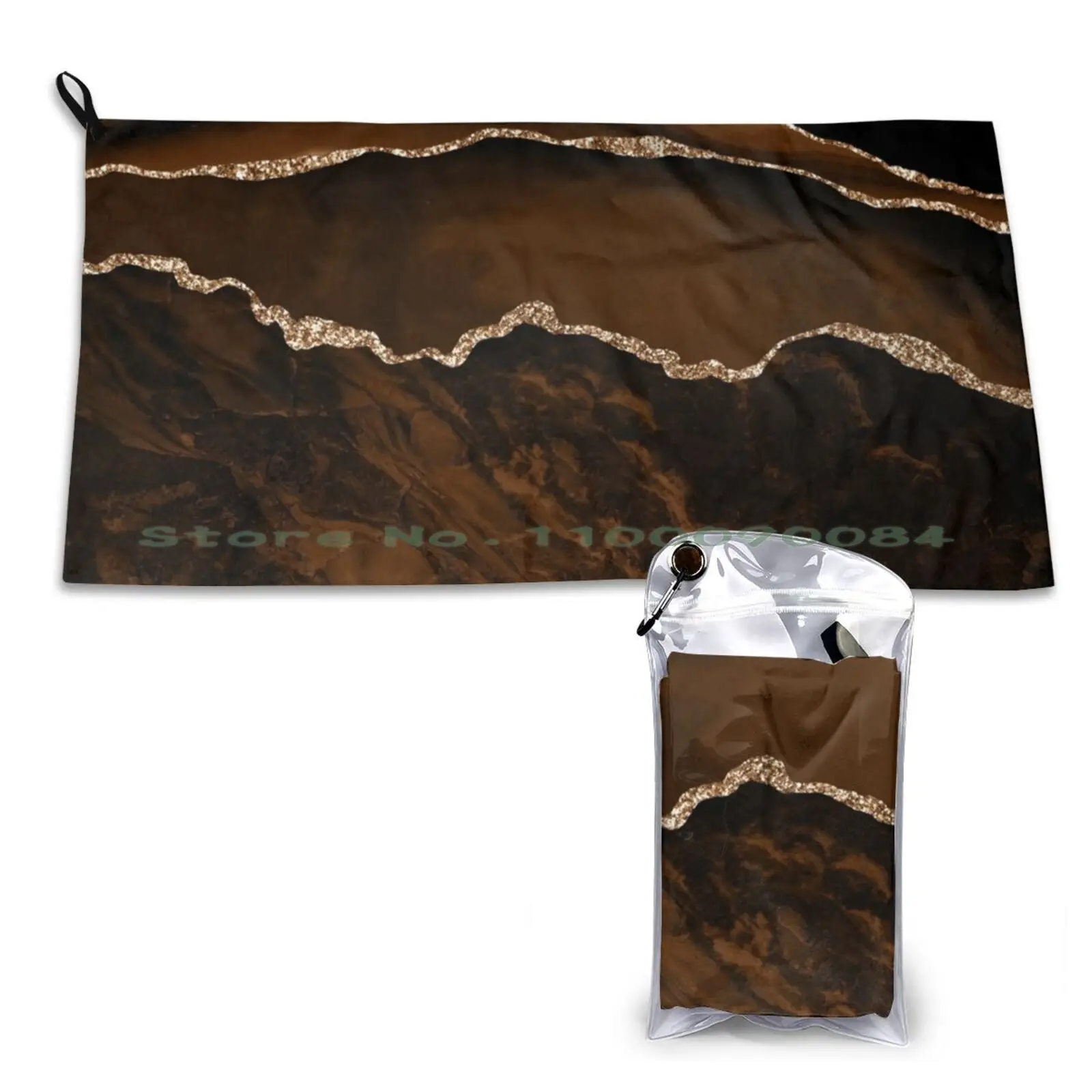 Abstract Brown & Gold Modern Geode Agate Design Quick Dry Towel Gym Sports Bath Portable Modern Abstract Texture Geode Gem