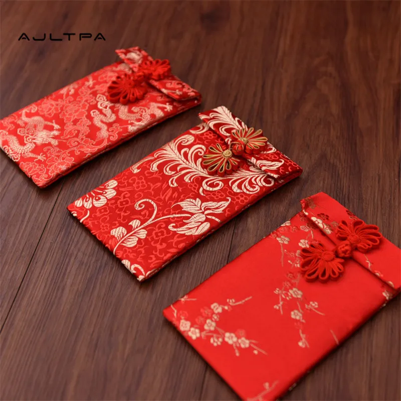 

10Pcs Chinese Red Tassel Knot Lucky Money Bag Brocade Wedding Party Money Jewelry Pocket Cloth Storage Gift Bags