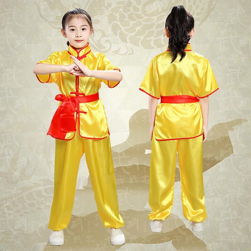 100-180cm Chinese Traditional New Year Costumes Wushu Kung Fu Uniform Children Adult Man Boys Tang Suit Taekwondo Performance