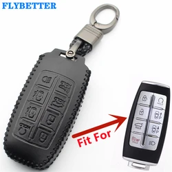 FLYBETTER Genuine Leather Key Case Cover For Hyundai Genesis G80 GV70 GV80 2019 2020 2021 L698