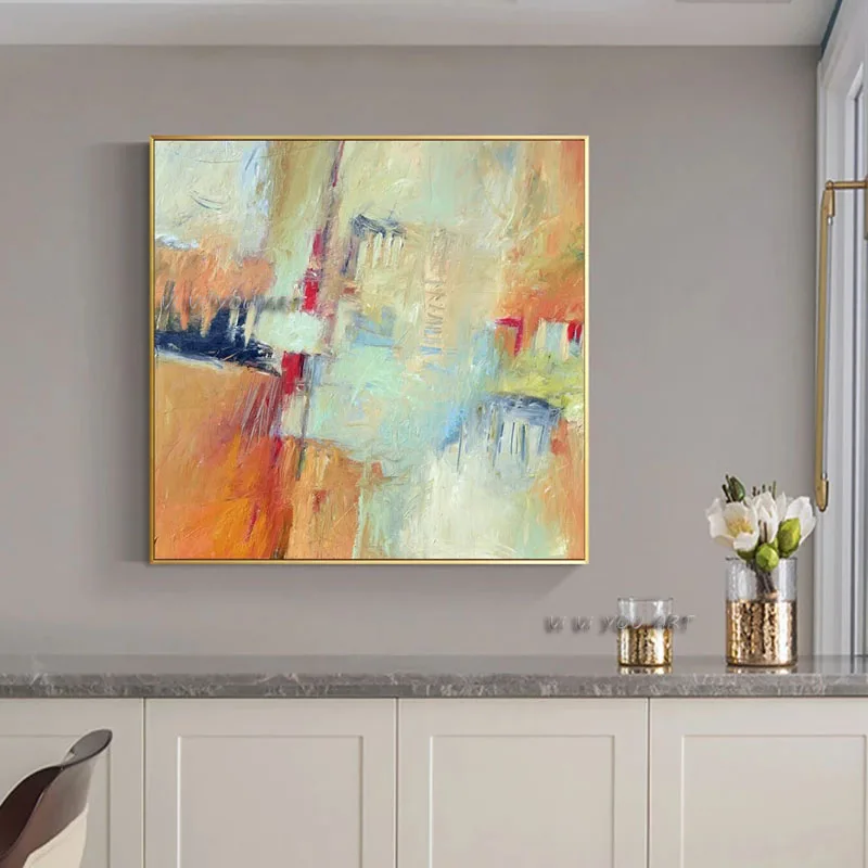 Abstract Warm Color Painting Hand Painted Oil Painting On Canvas Modern Acrylic Wall Art Painting For Living Room