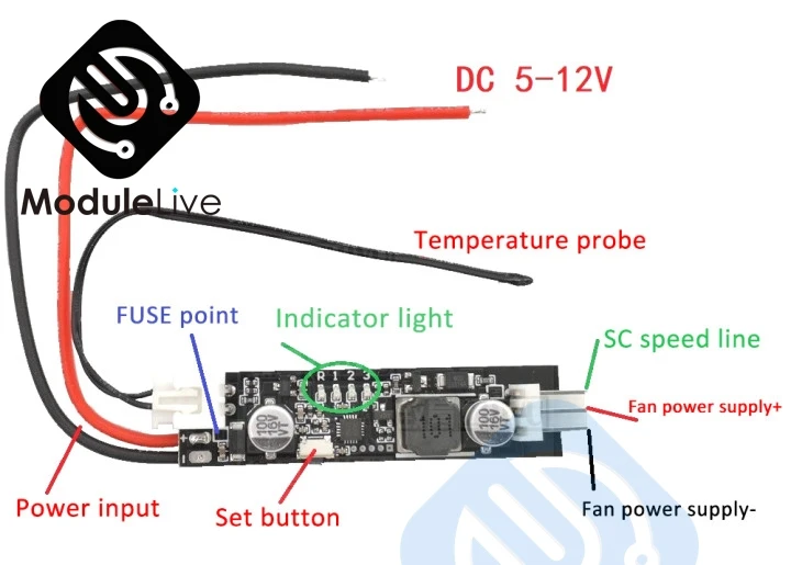 Ultra-small DC DC PWM Fan Speed Controller Temperature Adjustable Controll DC 5V 12V Speed Regulation Controller Noise Reduce