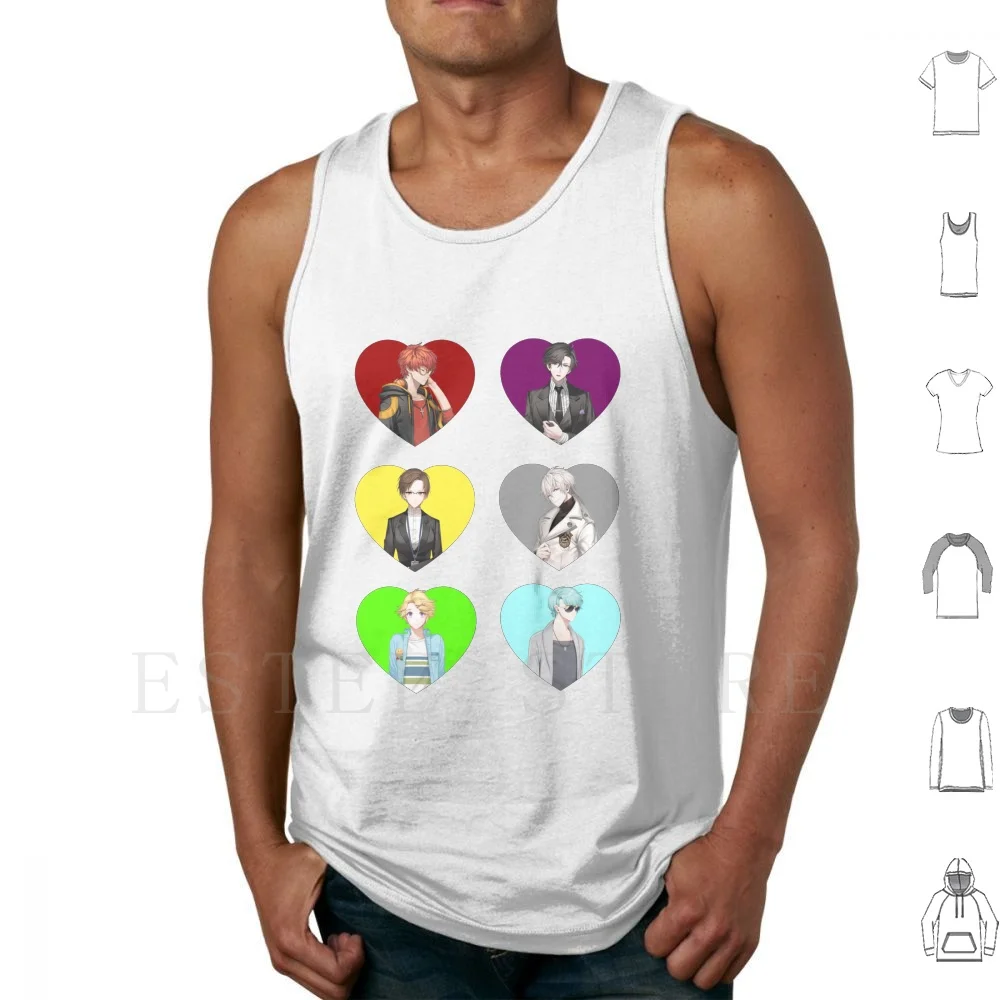 Camisetas sin mangas Mystic Messenger Hearts, chaleco sin mangas Mystic Messenger 707 Yoosung V Jumin Han Zen Jaehee Kang Jumin Jaehee