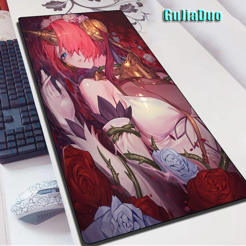 GuJiaDuo Cute Pink Hair Girl Mouse Pad Large Pc Laptop Keyboard Table Pad Game Computer Anime Mousepad Gaming Accessories Kawaii