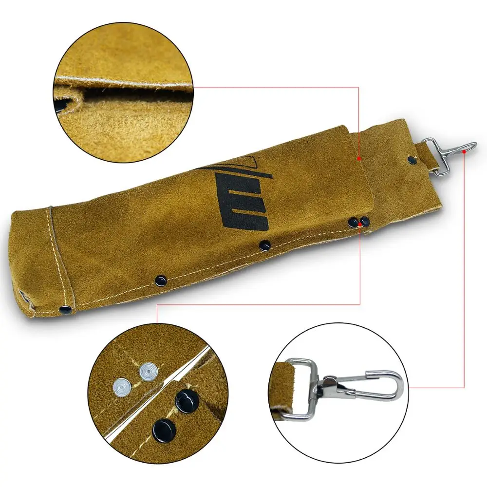 Welding Rod Storage Bag Tool Bag Electrode Holder Flame Retardant Cowhide Leather Hardware Waist Bag Buckle Storage Hiking