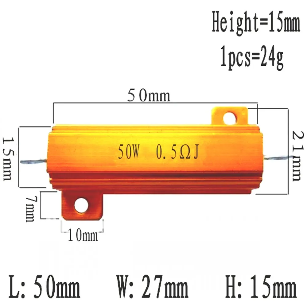 5 Stück RX24 50 W Watt Power Metal Shell Aluminium Gold Widerstand 1R 2R 3R 4R 5R 6R 8R 10R 15R 20R 30R 40R 100R 200R 220R Widerstand – Detail 9