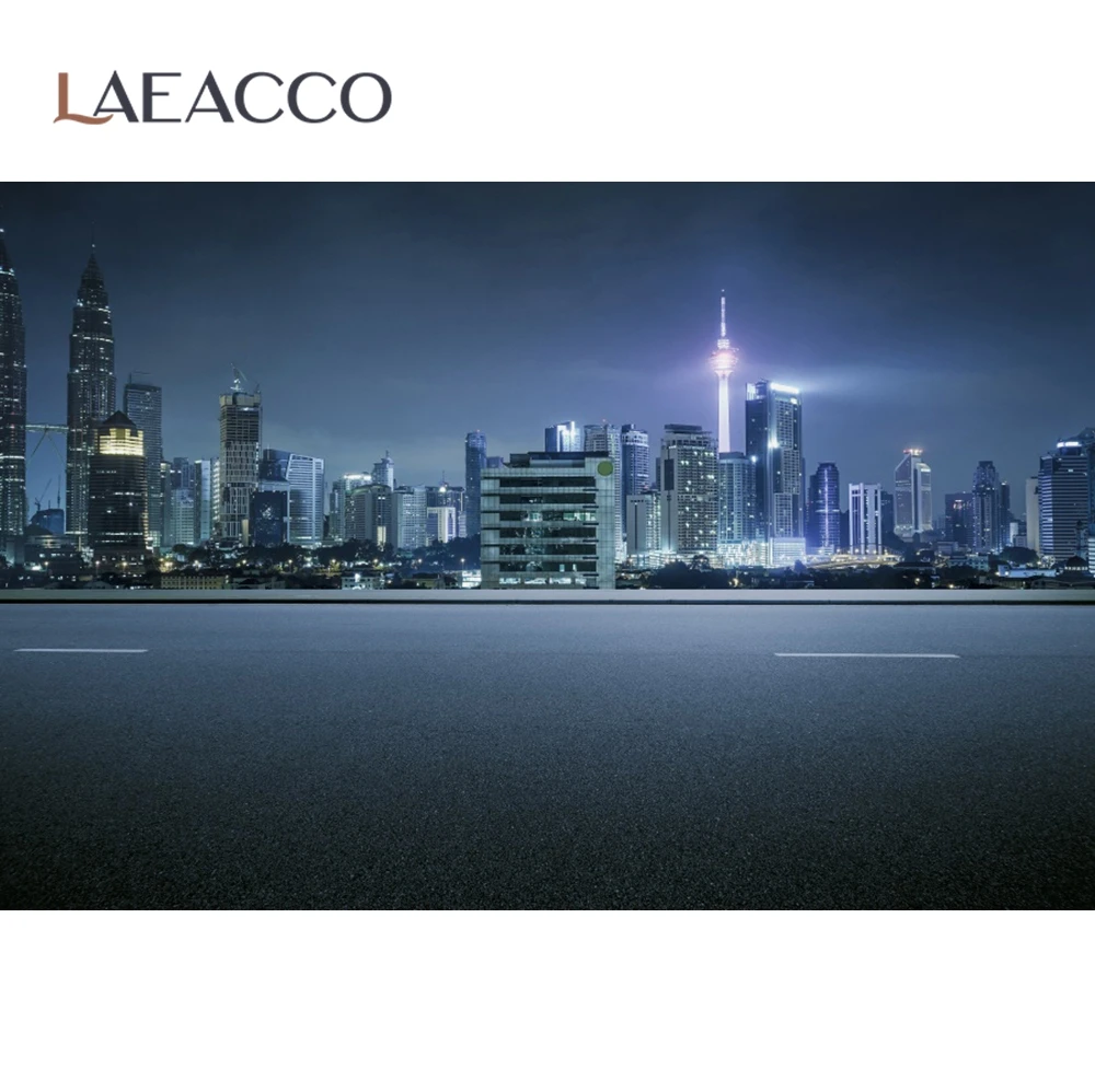 Laeacco Modern Night Lights City Wall Decor Photocall Photography Background Photographic Vinyl Backdrop For Photo Studio