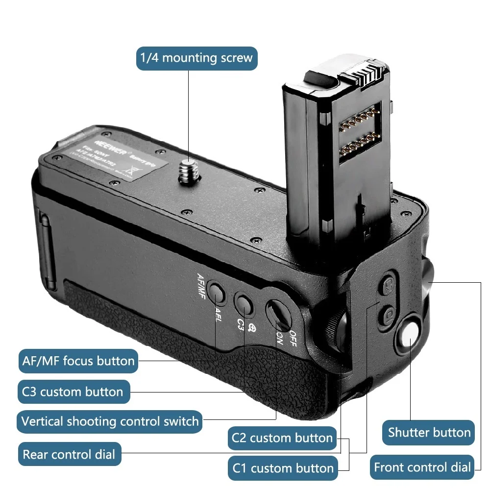 Mcoplus A7II Battery Grip Holder for Sony A7II A7M2 A7S2 A7S A7R2 A7R II Camera Replacement as sony VG-C2EM / Works with NP-FW50