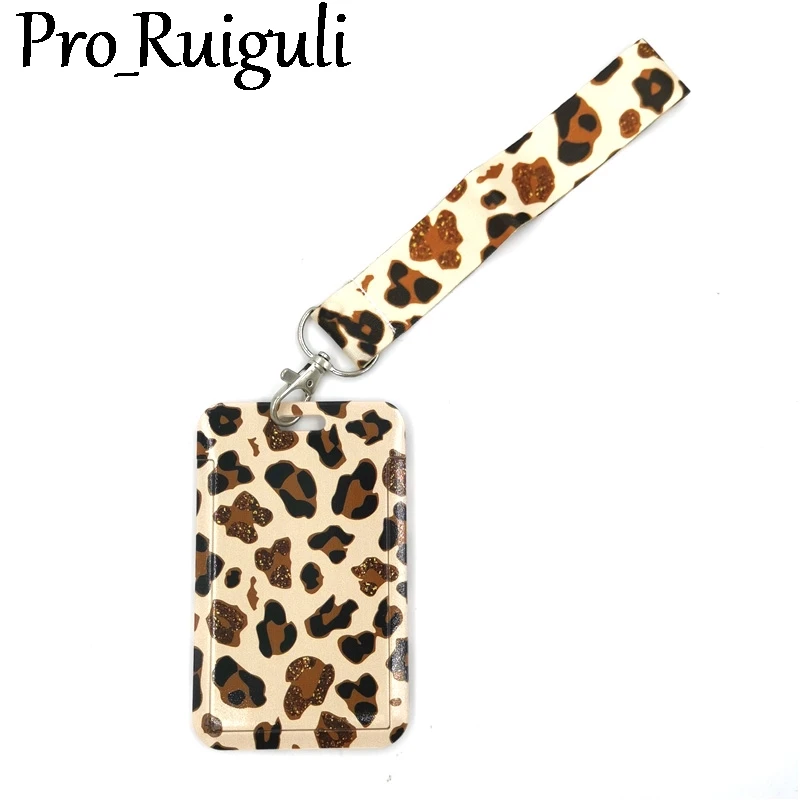 Leopard Pattern Anime Lanyard Badge Holder ID Card Lanyards Mobile Phone Rope Key Lanyard Neck Straps Keychain Key Ring