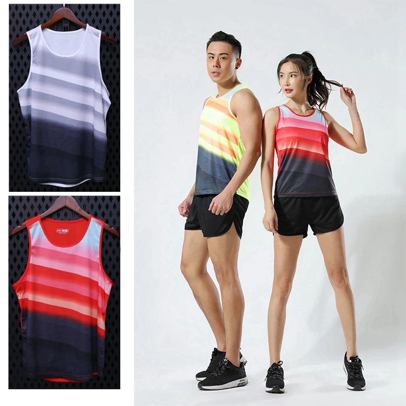 High quality spandex Men/Women Running Vest Gym Sleeveless Track and field Shirt marathon Slim Tank Sport Vest Top Training