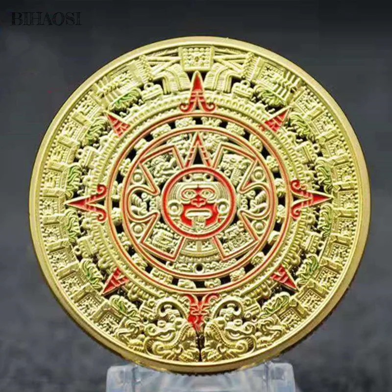 Calendario azteco maya souvenir prevedi monete commemorative collezione d\'arte regali monete commemorative collezioni interessanti