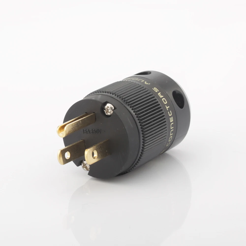 1 par de conectores de alimentación de EE. UU. Chapados en oro de alta calidad, cable de alimentación de CA y EE. UU., enchufe DIY