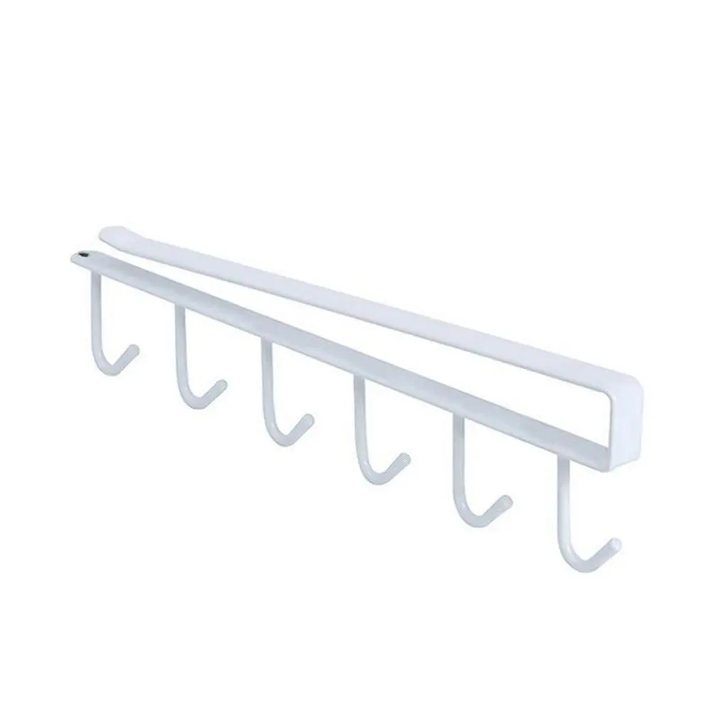 Storage Rack Multifunctional 6-row Hooks For Kitchen Seamless Wrought Iron Metal Kitchen Cabinet Hooks