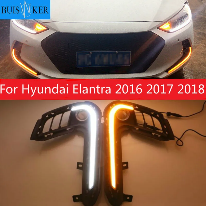 

1set 12V ABS Daytime Running Light Daylights DRL For Hyundai Elantra 2016 2017 2018 With Turn Yellow Signal Lights AUTO