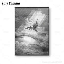 Satan in Paradise Lost Vintage Poster Reproduction Gustave Dore Canvas Print Wall Art Painting Home Decoration Wall Decor Gift