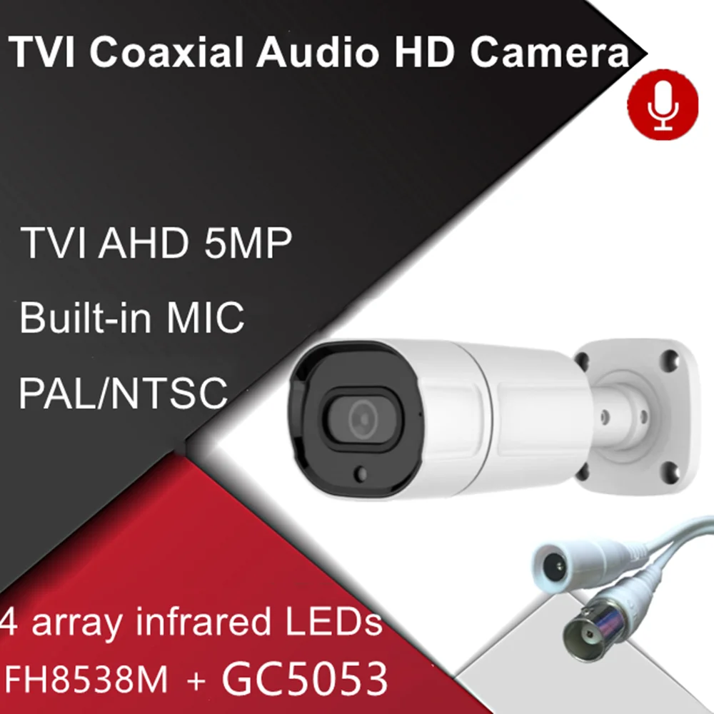 

TVI Analog Coaxial audio Super HD Surveillance Camera 5MP Outdoor Waterproof Apply To AHD CCTV System