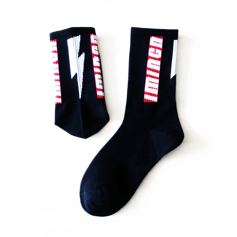 Lightning Skateboard Tide INS Harajuku Men Sock Sports Street Hip-hop Personality Cotton Women Middle-tube SOCKS