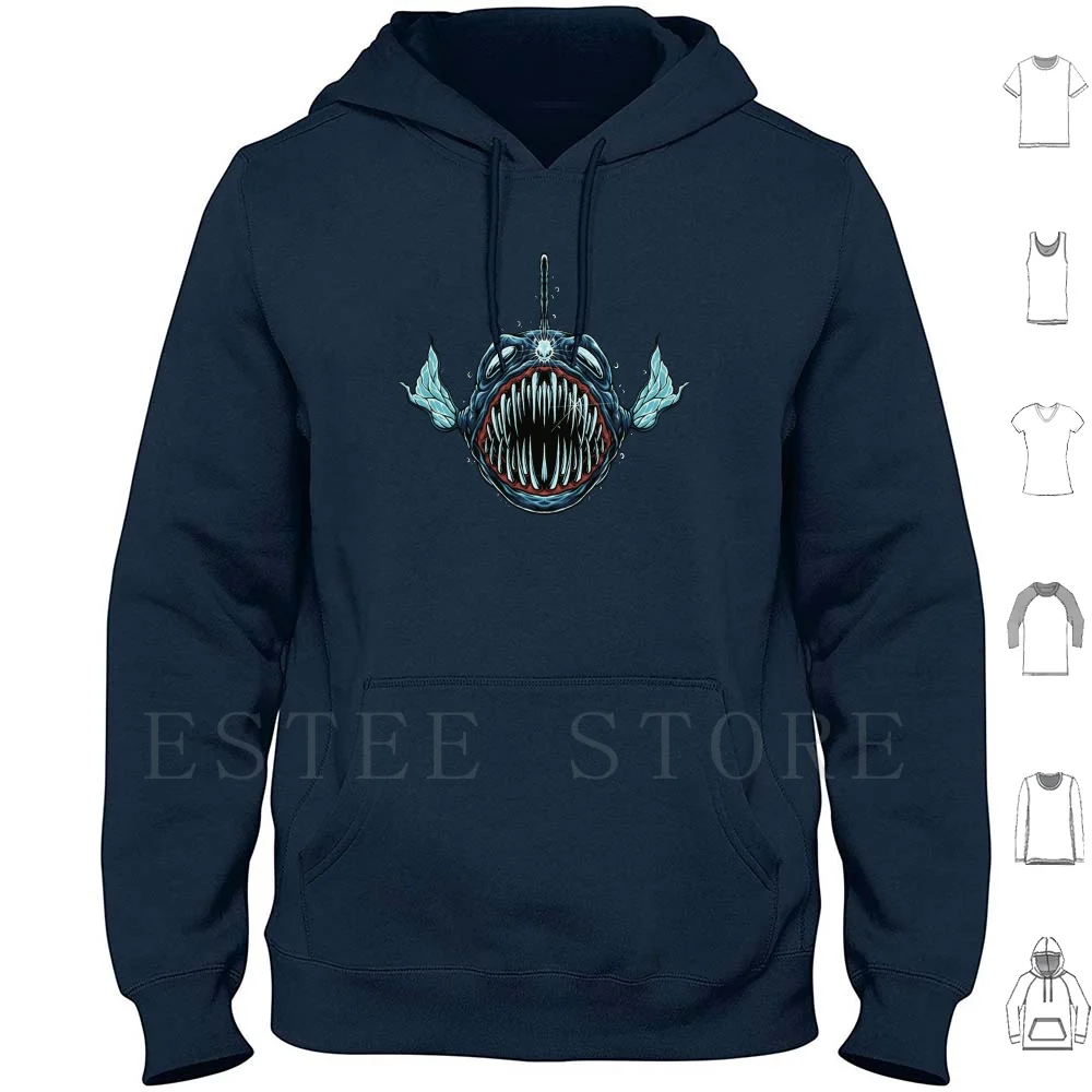 Angler Hoodies Long Sleeve Angler Fish Marine Aqua Aquatic Sea Ocean Deep Attack Exotic Fishing Fisher Catch Bait Lake