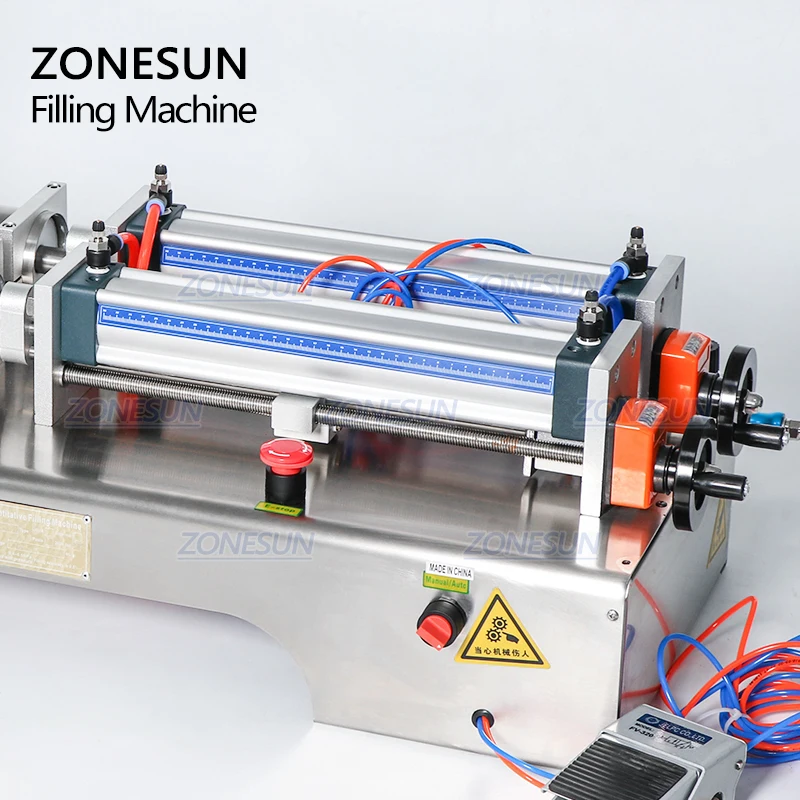ZONESUN Hoàn Toàn Bằng Khí Nén Chất Lỏng Làm Đầy Máy 2 Đầu Độn Đựng Đồ Uống Nước Ép Thực Phẩm Mỹ Phẩm Đóng Gói Định Lượng