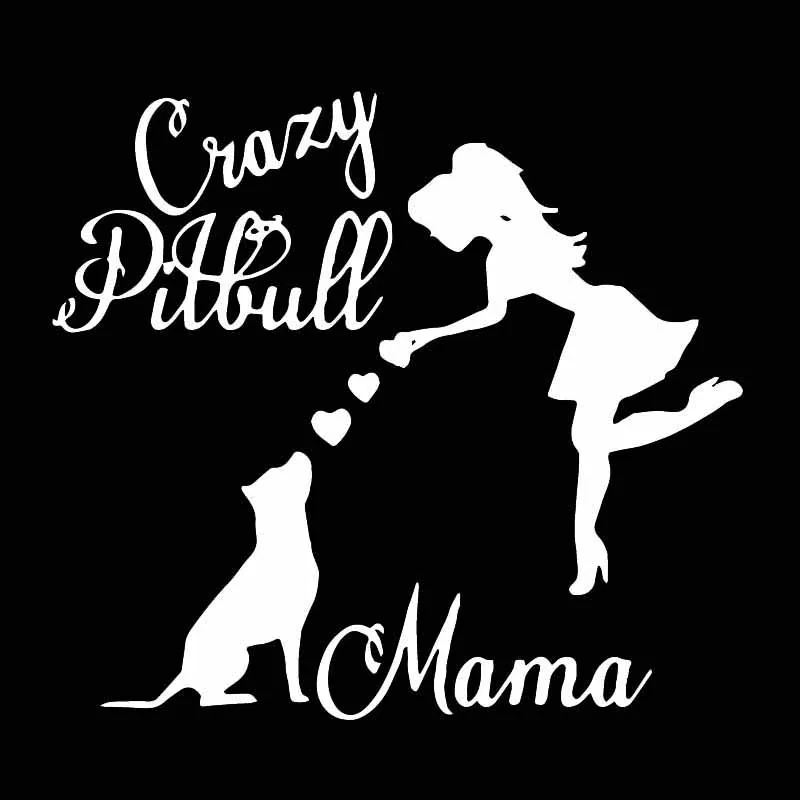 YJZT 15.7X14.2CM Crazy Pitbull Mama Car Sticker Pitbull Mom Lover Dog Vinyl Window Car Decal Black/Silver C24-1615